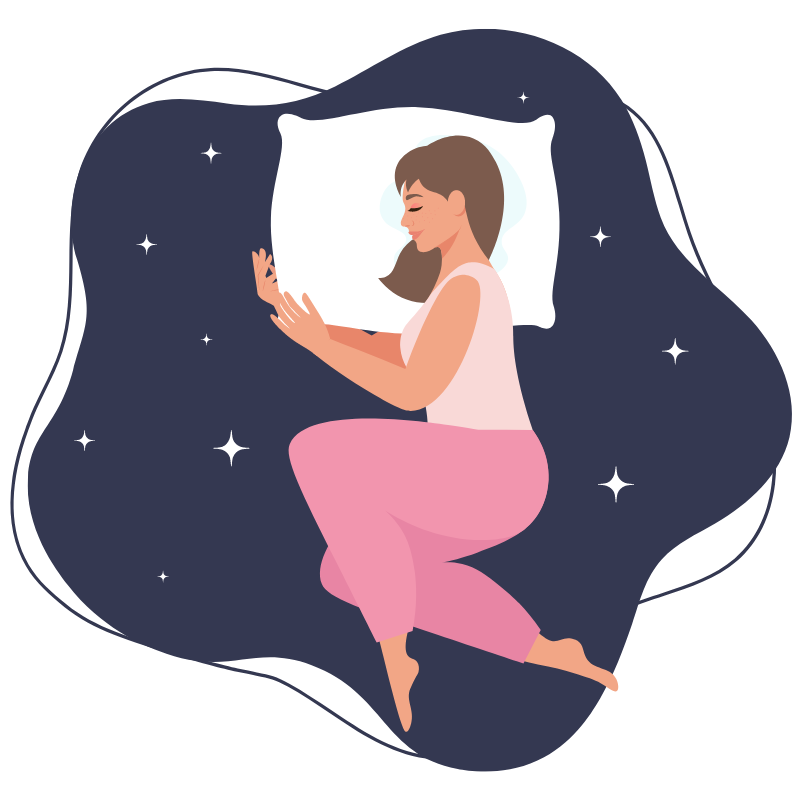 mujer durmiendo en cama de estrellas