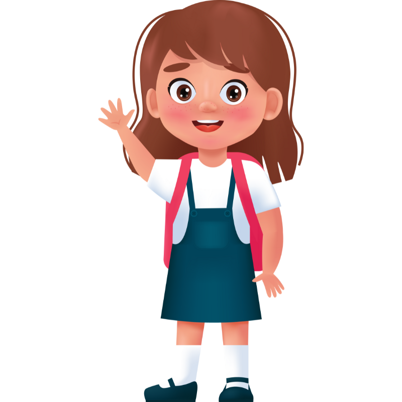 niña mochila escuela animación