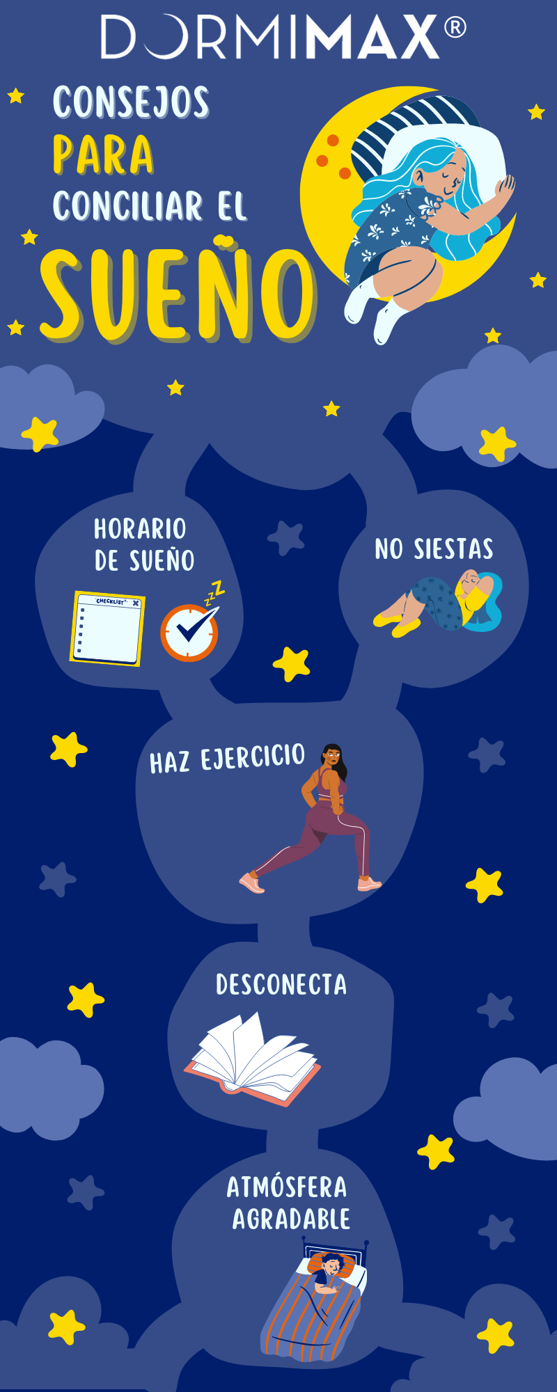 infografía sobre consejos para conciliar el sueño 