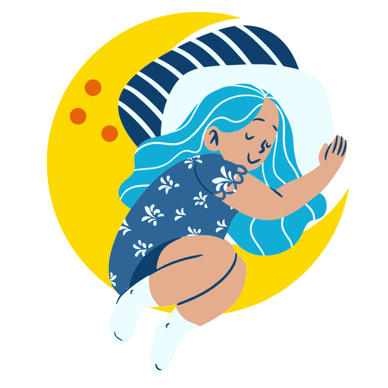 mujer en luna durmiendo animación 