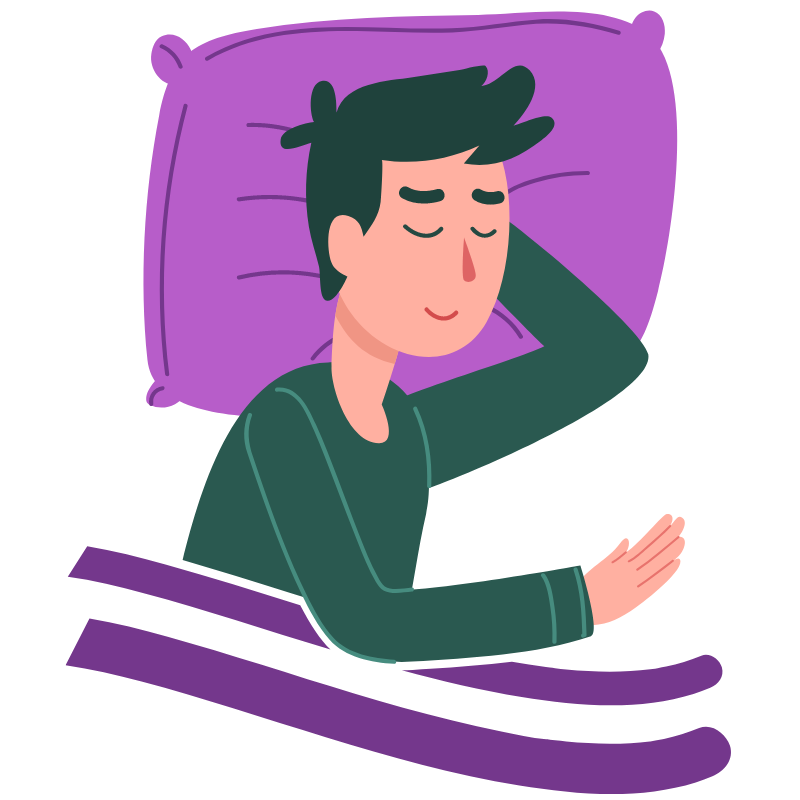 hombre animación durmiendo en cama 